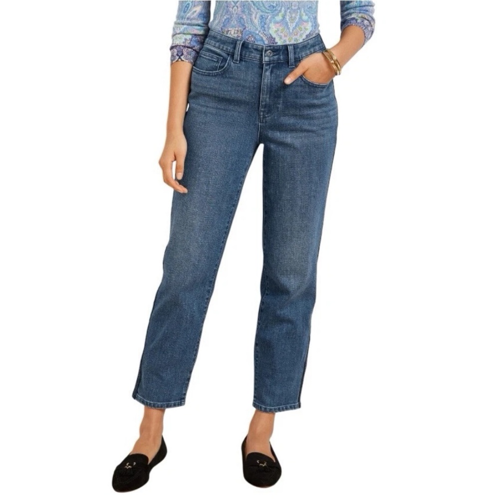 Talbots Sequin Stripe High Waist Straight Ankle Jeans - Size 20W